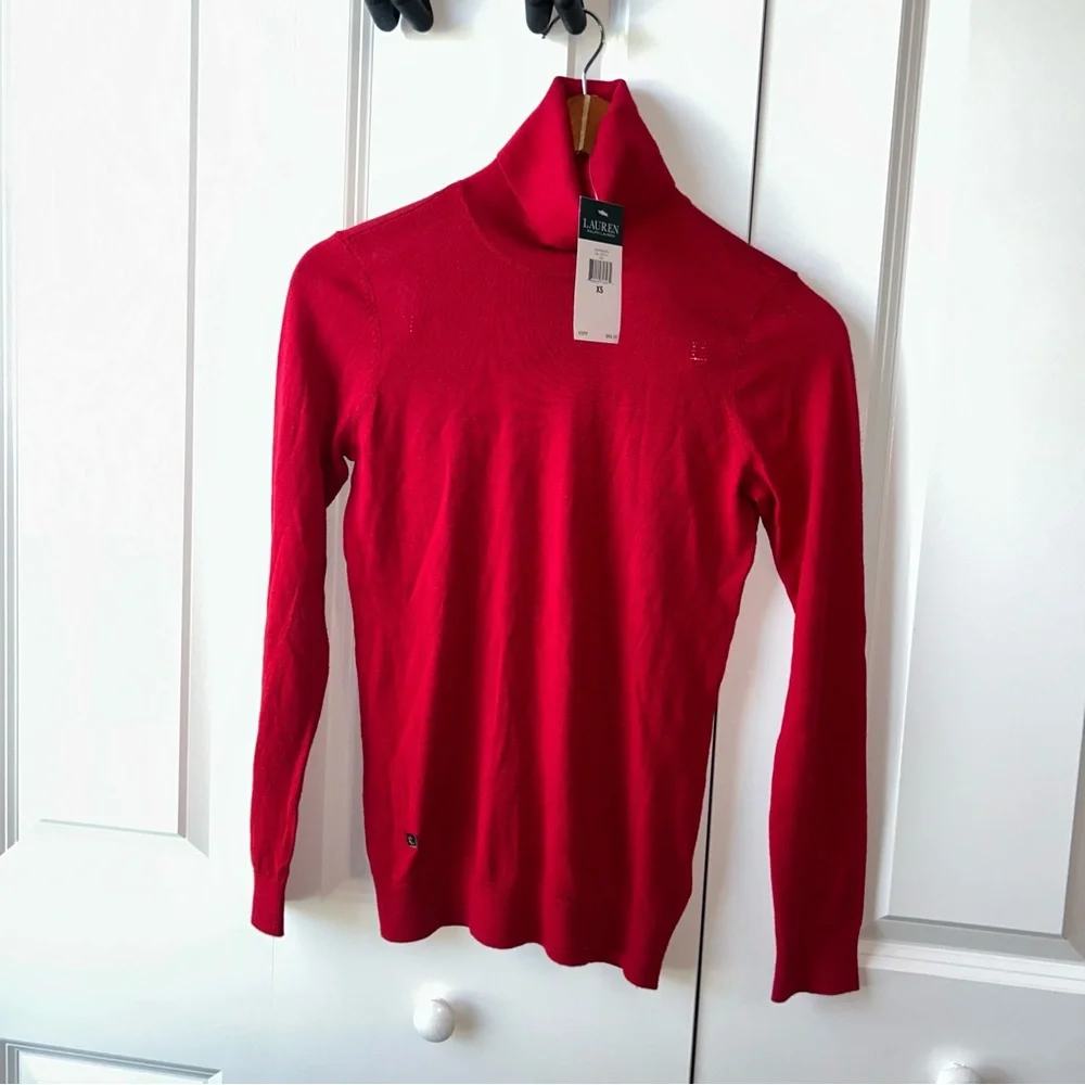 🧣‎ Lauren Ralph Lauren Red Turtleneck Sweater - Size XS (NWT)